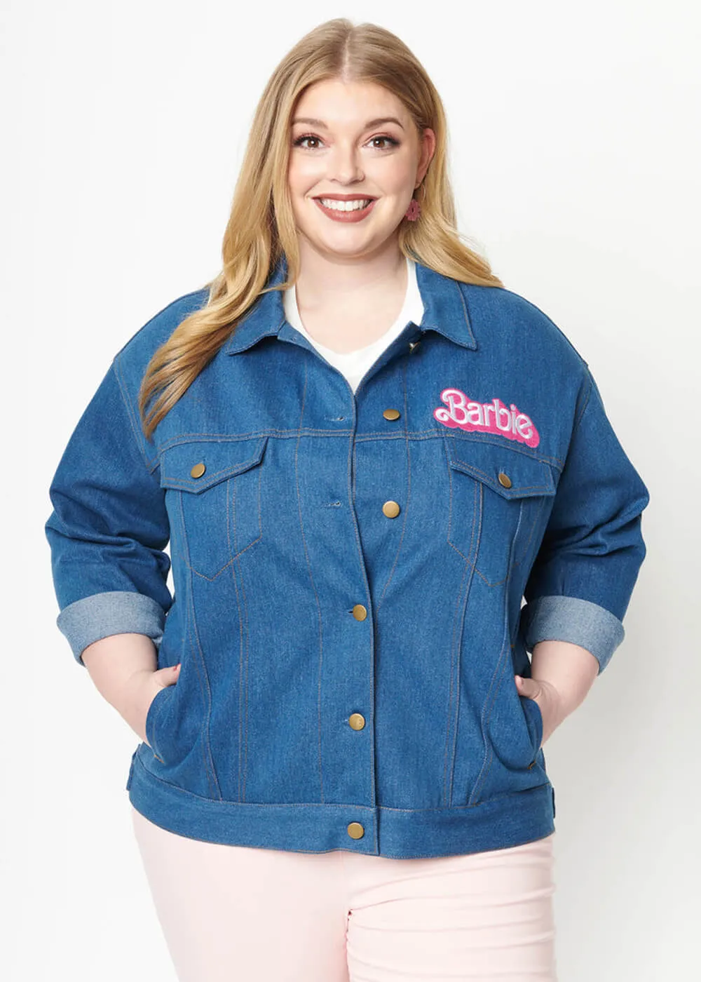 Unique Vintage x Barbie Logo Kerstie Jean Jacket Jacket Blue