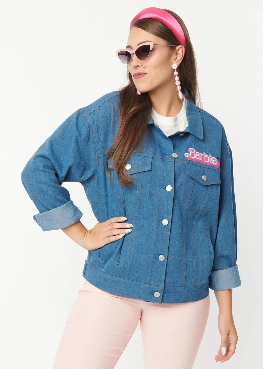 Unique Vintage x Barbie Logo Kerstie Jean Jacket Jacket Blue