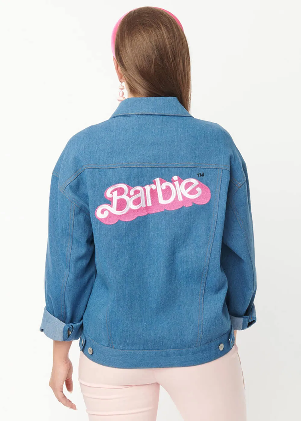 Unique Vintage x Barbie Logo Kerstie Jean Jacket Jacket Blue