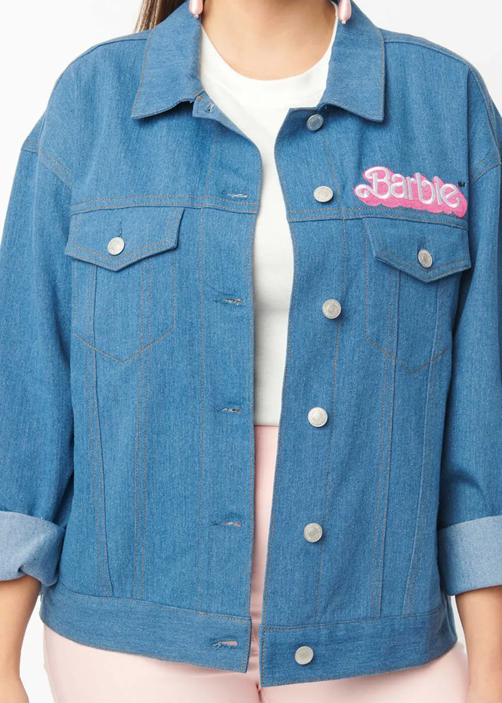 Unique Vintage x Barbie Logo Kerstie Jean Jacket Jacket Blue