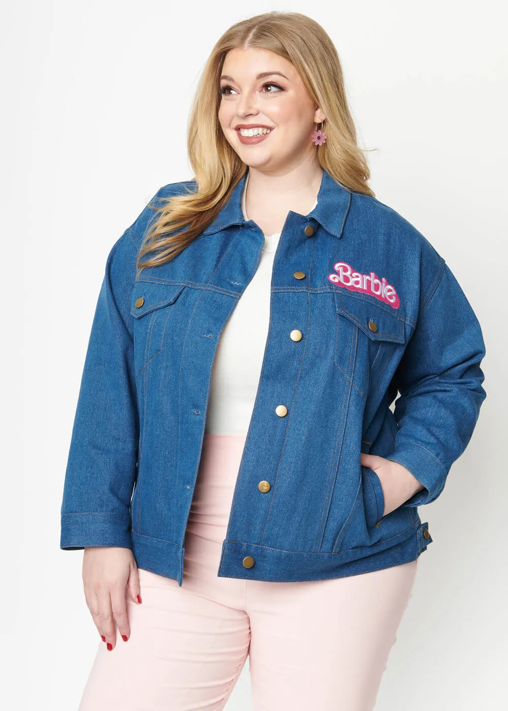 Unique Vintage x Barbie Logo Kerstie Jean Jacket Jacket Blue