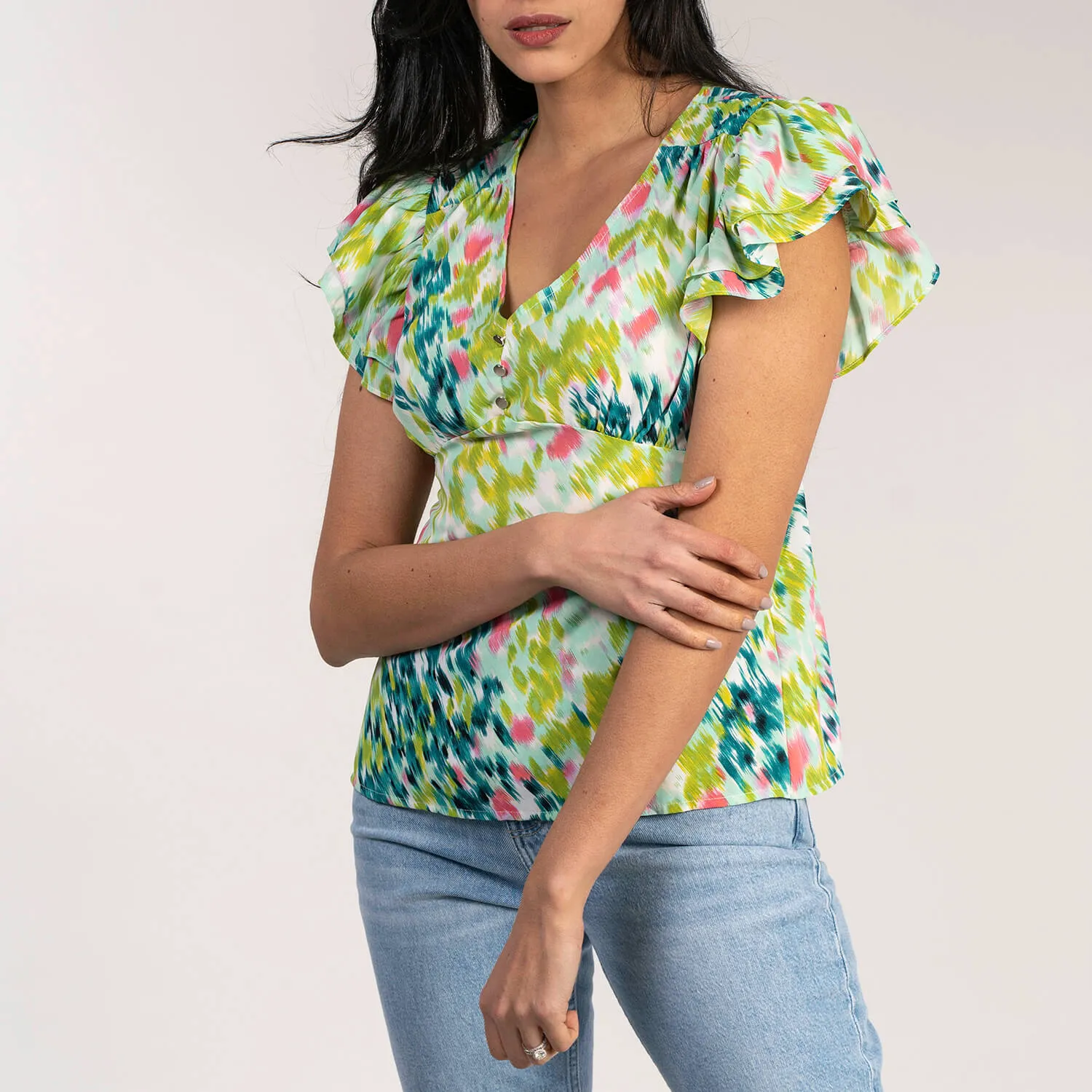 V Neck Chiffon Top