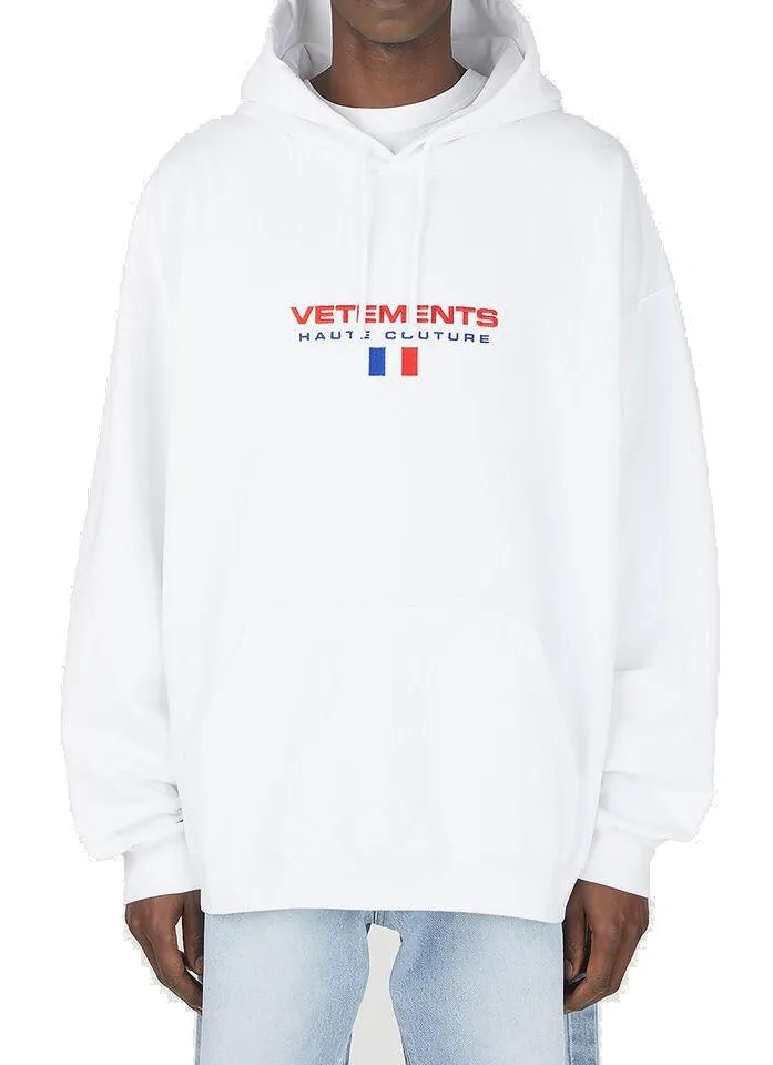 Vetements Logo Embroidered Drawstring Hoodie