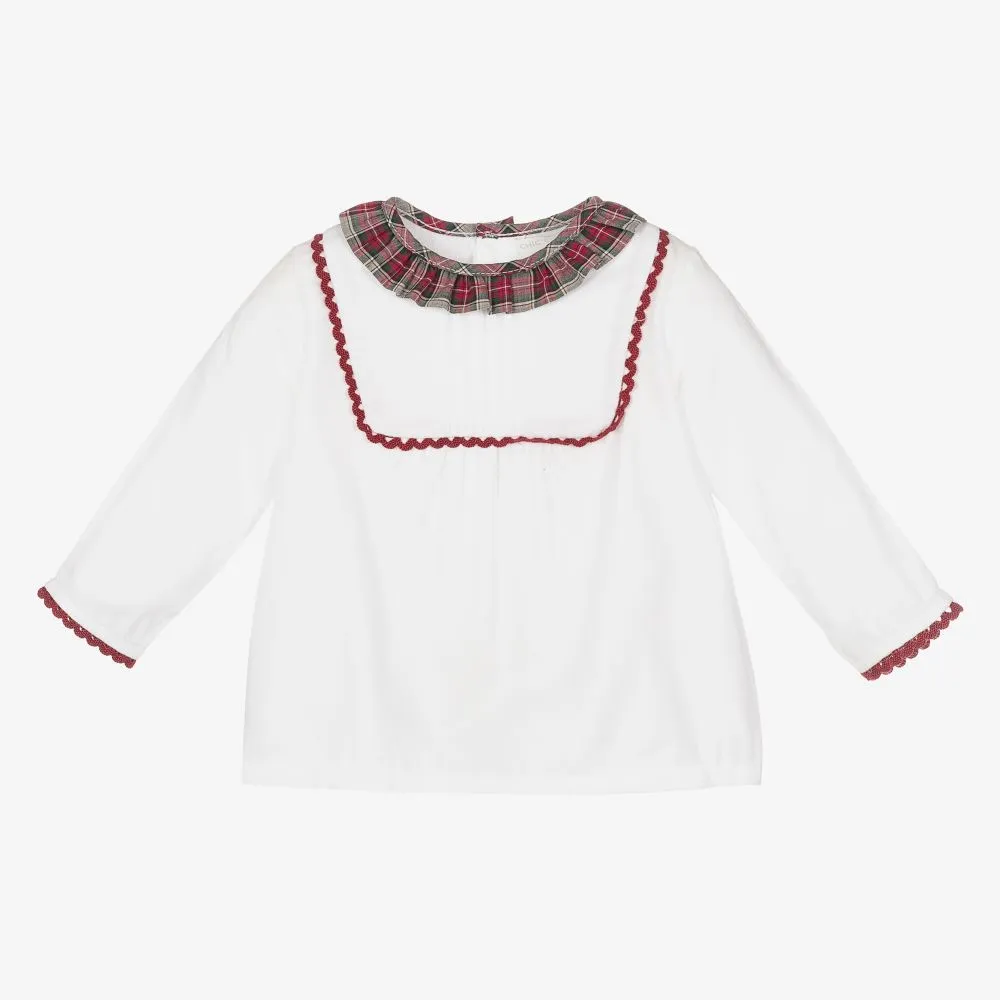 White & Red Cotton Baby Top