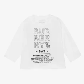 White Logo Sketch Baby Top