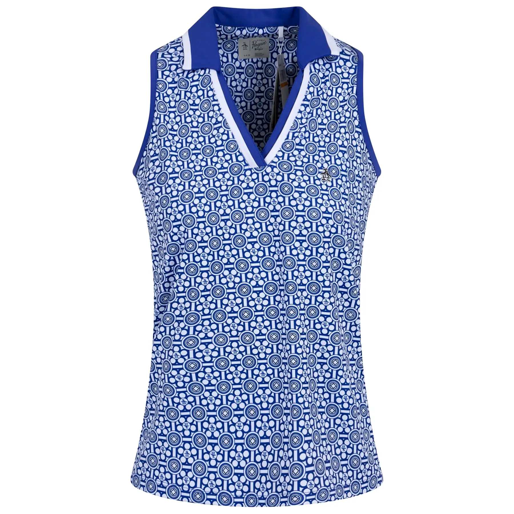 Womens SL Abstract Printed V-Neck Top Bluing - SS23