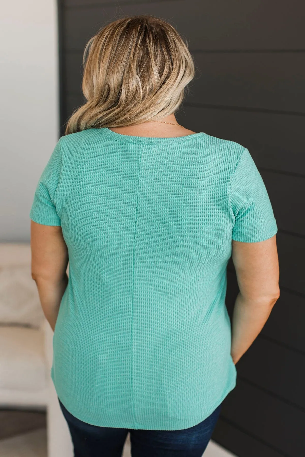 Worlds Away V-Neck Top- Turquoise