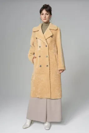 Yellow Reversible Genuine Sheepskin Maxi Coat