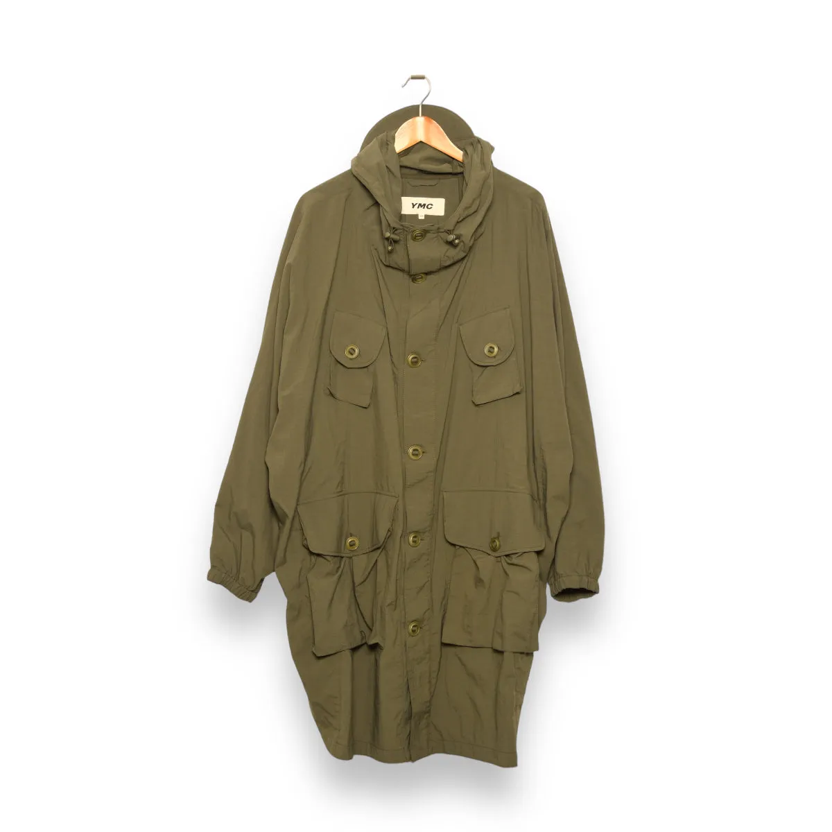 YMC Pala Poncho Hooded Coat olive