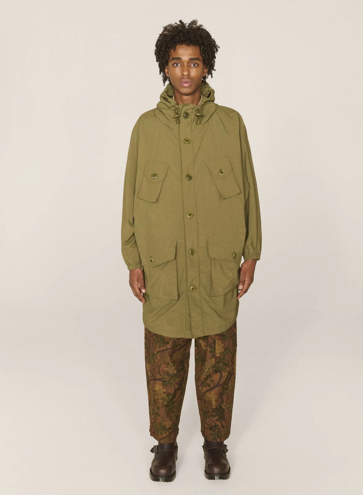 YMC Pala Poncho Hooded Coat olive